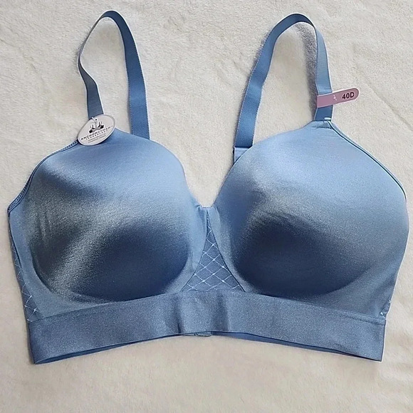 Women's Bali One Smooth U Bounce Control Wireless Bra, Size 40D, Blue, NWT - Picture 4 of 13